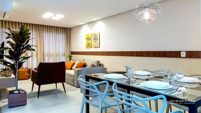 Modern 2-Bed Apt with BBQ in Gramado
