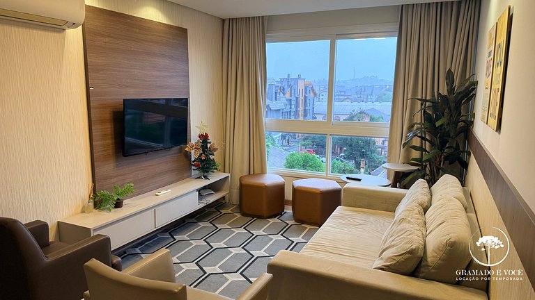 Modern 2-Bed Apt with BBQ in Gramado