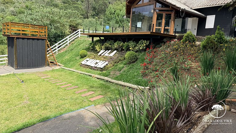 Cabaña en Gramado con jacuzzi y vista al valle